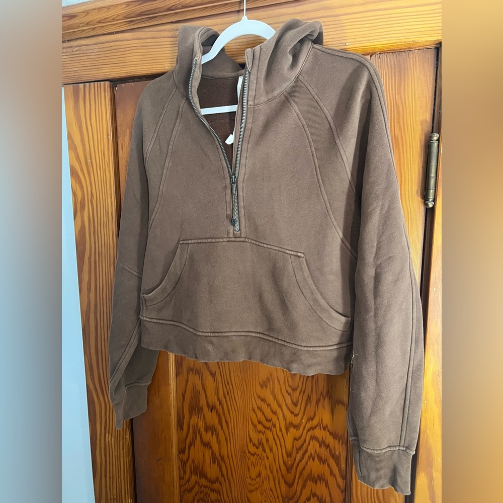 lululemon Scuba Half Zip Hooded Pullover - “Walnut Crunch” M/L